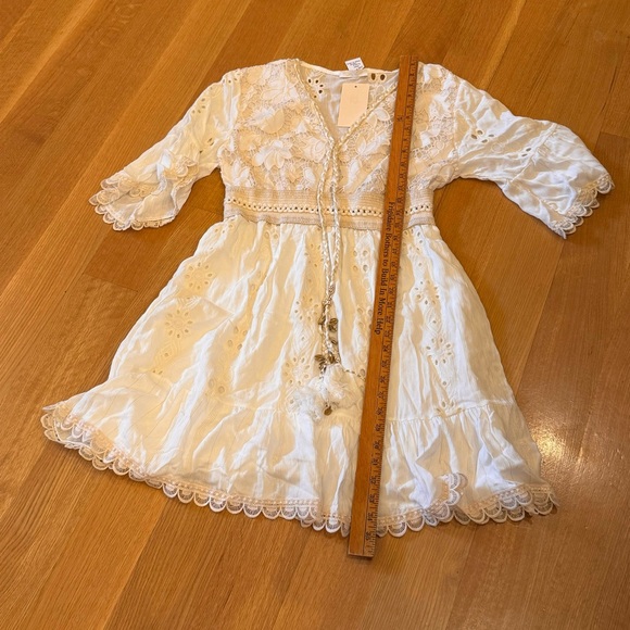 FLORA Made in Italy Elegant Off White Lace Dress New With Tags Coquette Cottage - Picture 7 of 8